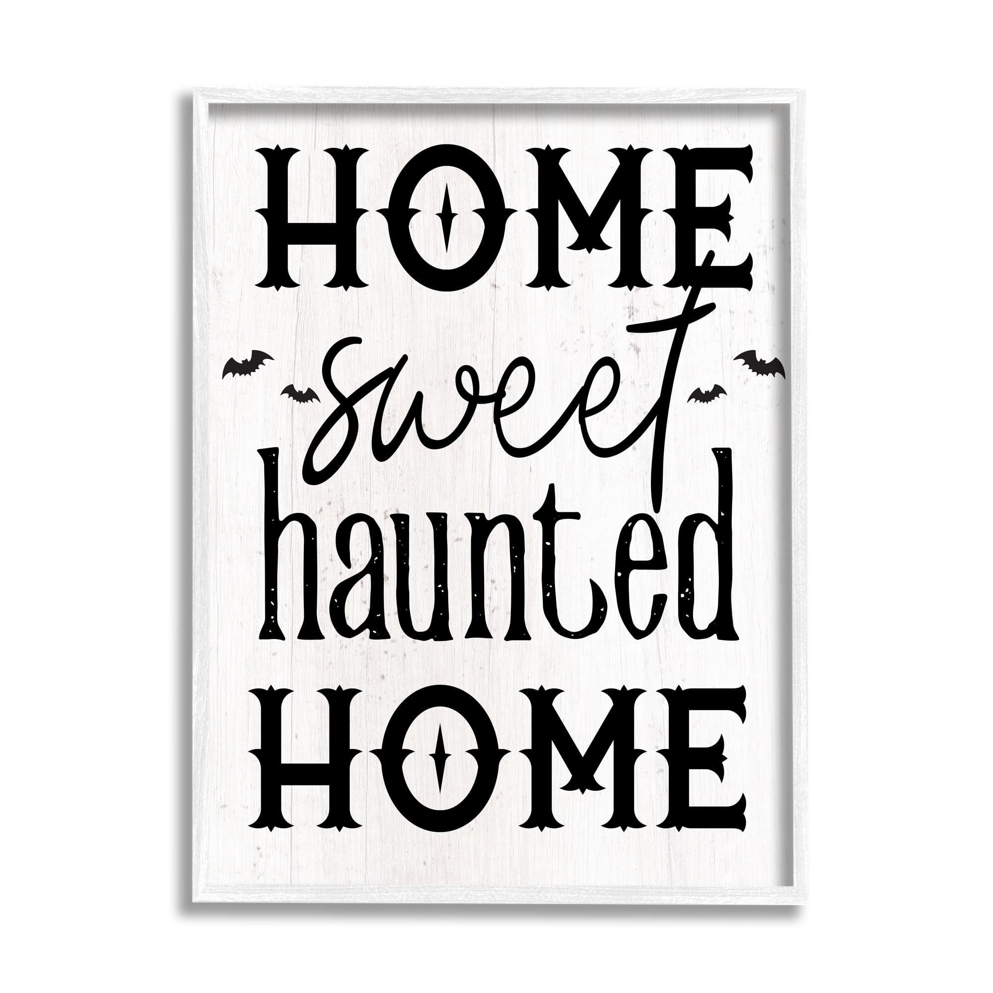 Stupell Industries Haunted Home Phrase Holiday Painting White Framed Art Print Wall Art, 11 x 14