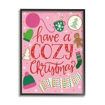 Stupell Industries Have A Cozy Christmas Festive Phrase Gingerbread Scarf Inspirational Painting Black Framed Art Print Wall Art, 11 x 14
