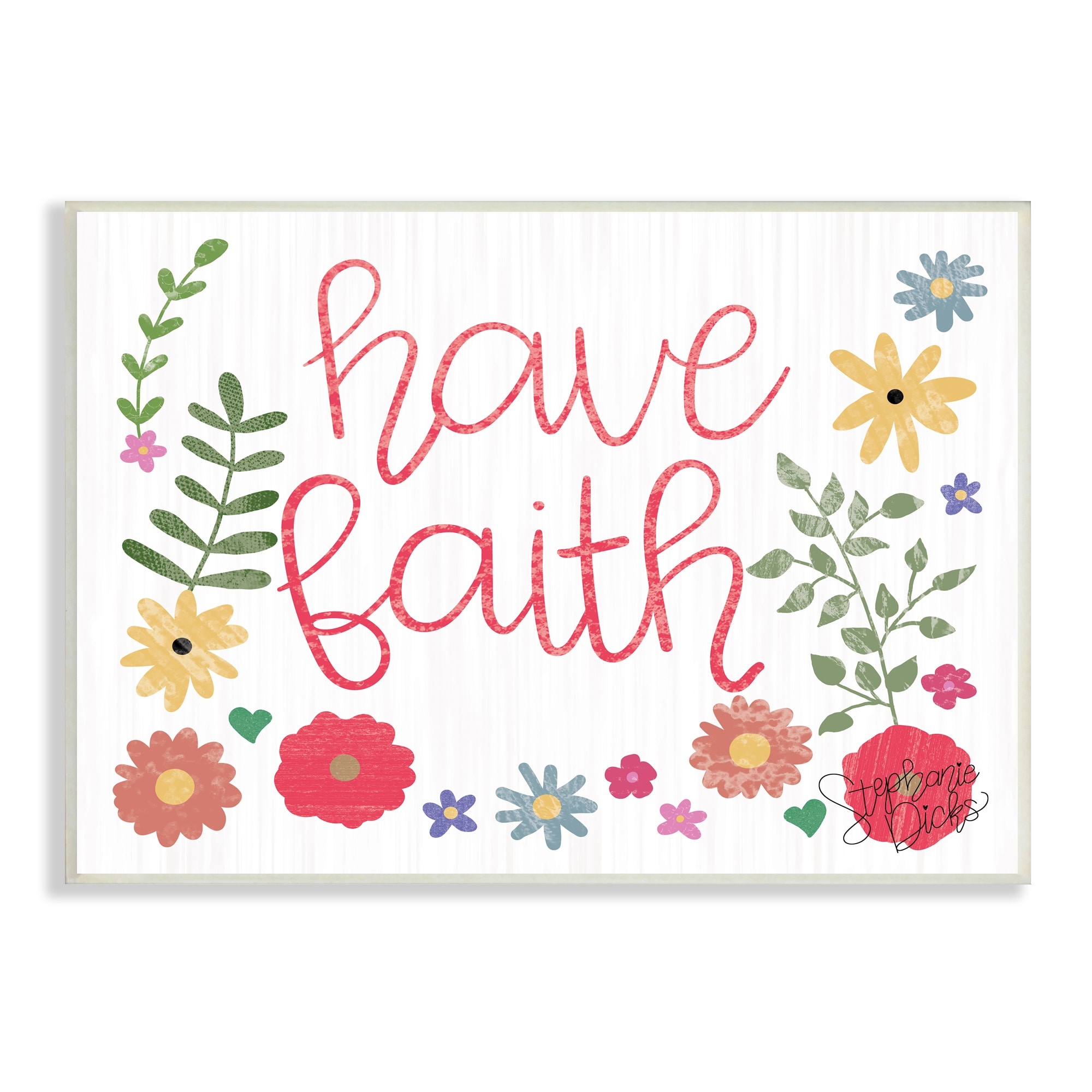 Stupell Industries Have Faith Calligraphy Whimsical Flower Border, 15 x 10, Design by Stephanie Dicks
