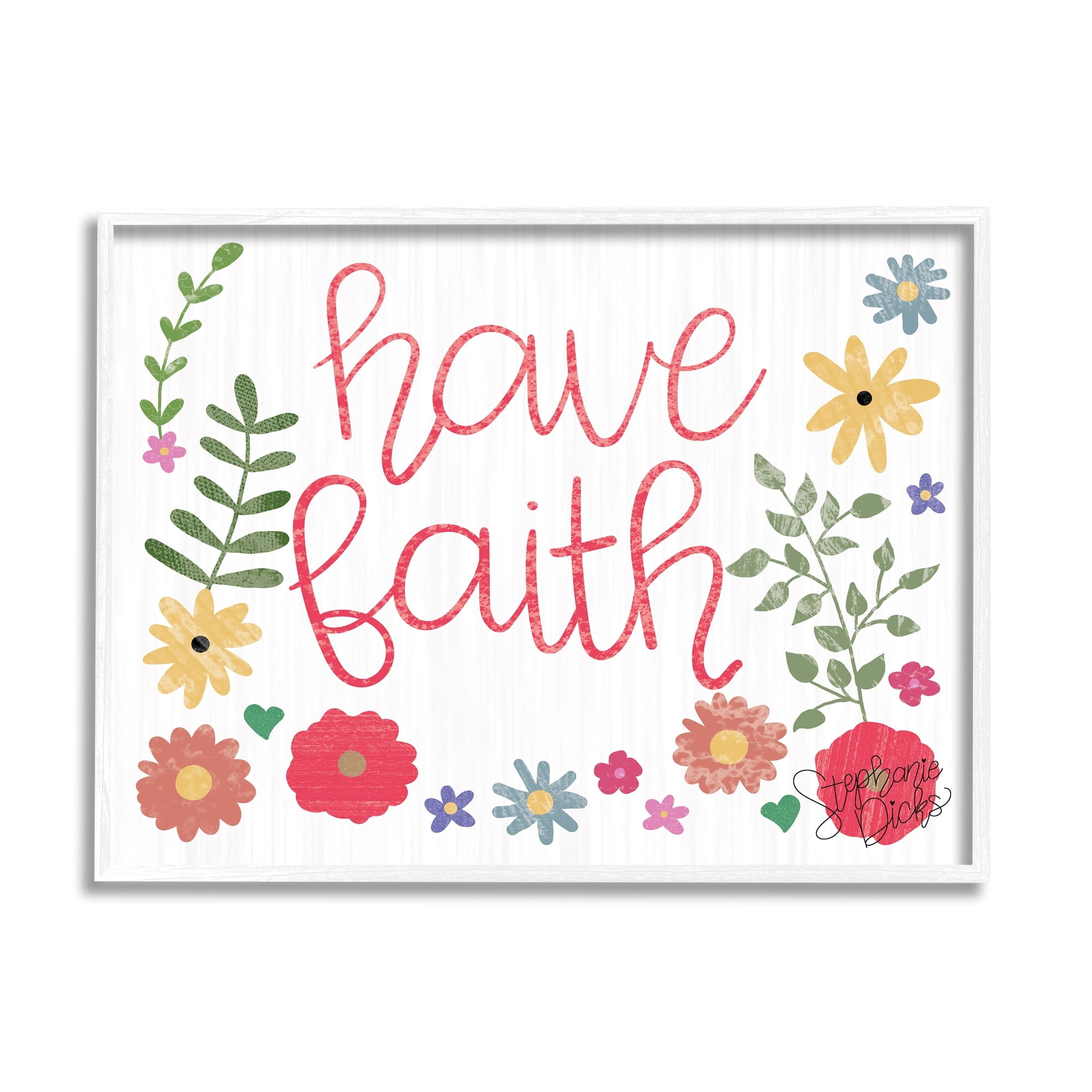 Stupell Industries Have Faith Calligraphy Whimsical Flower Border, 20 x 16, Design by Stephanie Dicks