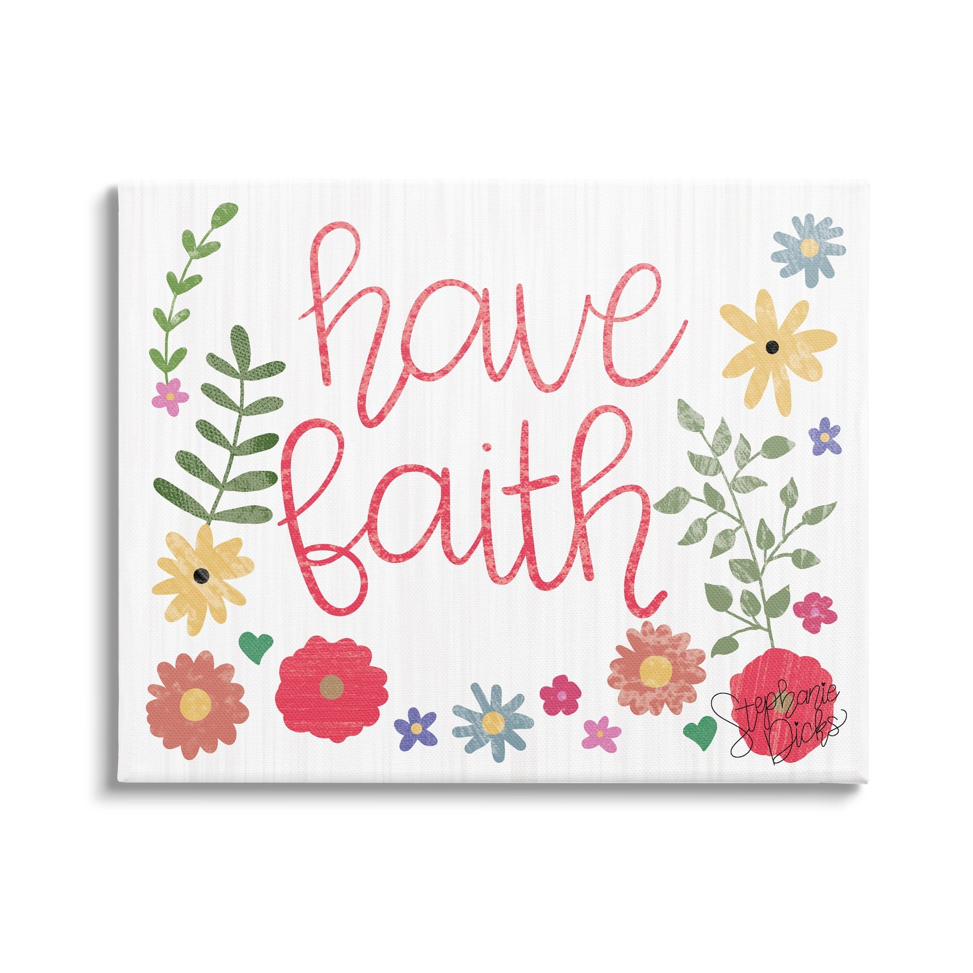 Stupell Industries Have Faith Calligraphy Whimsical Flower Border, 20 x 16, Design by Stephanie Dicks