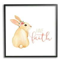 Stupell Industries Have Faith Floral Rabbit Graphic Art Black Framed Art Print Wall Art, Design by Kim Allen