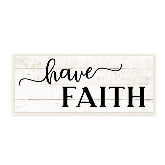 Stupell Industries Have Faith Phrase Farmhouse Plank Pattern Minimal Text, 17 x 7, Design by CAD Designs