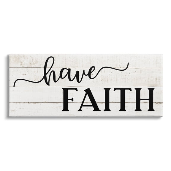 Stupell Industries Have Faith Phrase Farmhouse Plank Pattern Minimal Text, 24 x 10, Design by CAD Designs