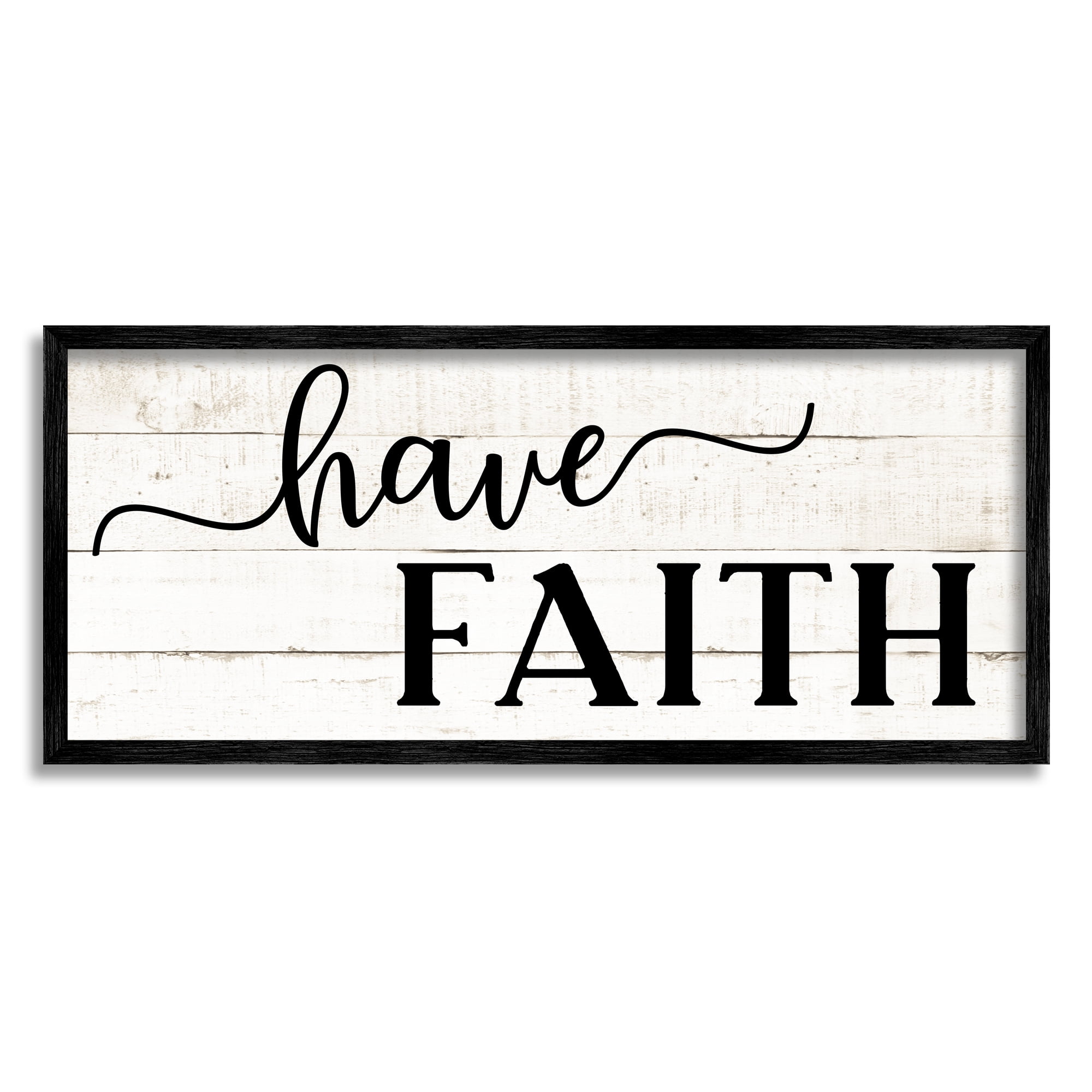 Stupell Industries Have Faith Phrase Farmhouse Plank Pattern Minimal Text, 24 x 10, Design by CAD Designs