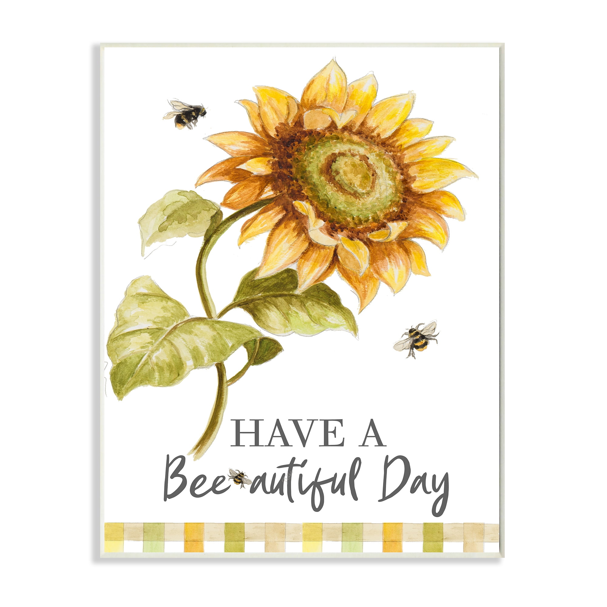 Stupell Industries Have a Beautiful Day Country Bee Pun Sunflower Wall Plaque by Patricia Pinto