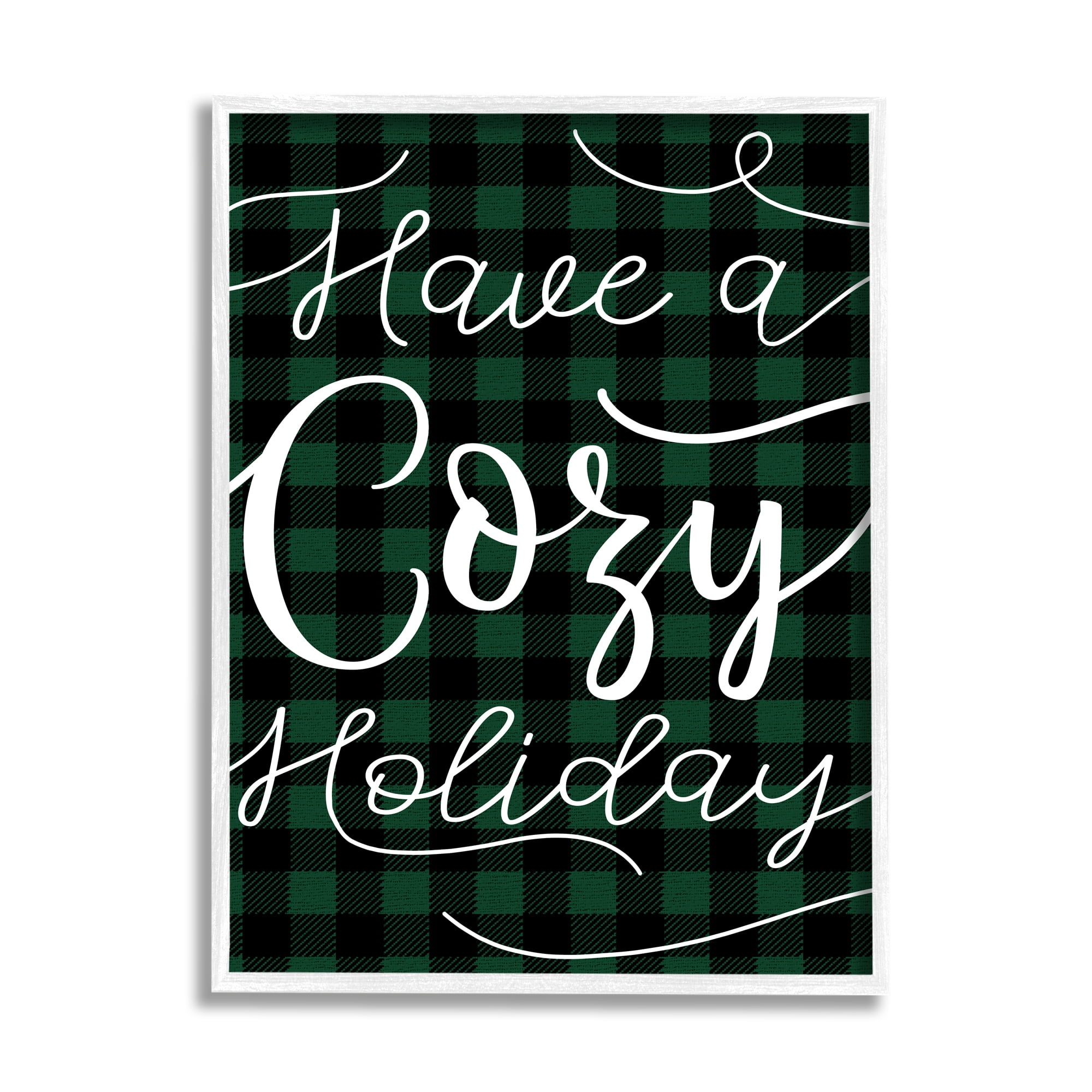 Stupell Industries Have a Cozy Holiday Phrase Winter Green Plaid, 24 x 30, Design by Daphne Polselli