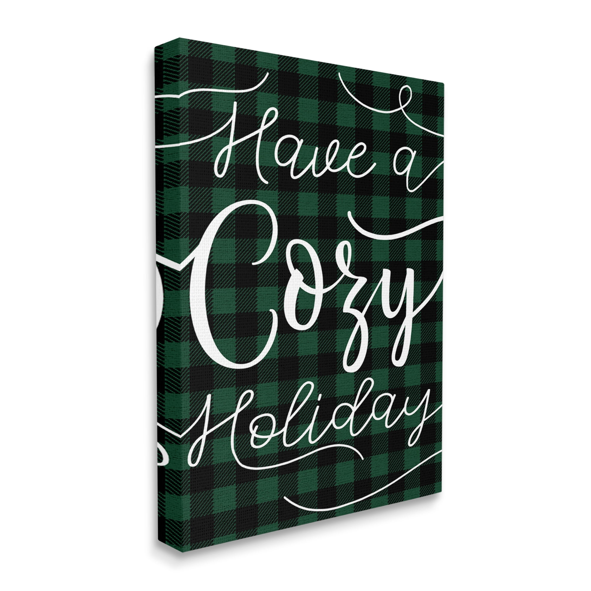 Stupell Industries Have a Cozy Holiday Phrase Winter Green Plaid, 36 x 48, Design by Daphne Polselli