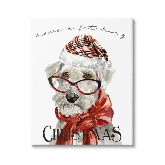 Stupell Industries Have a Fetching Christmas Dog Graphic Art Gallery Wrapped Canvas Print Wall Art, Design by Livi Finn