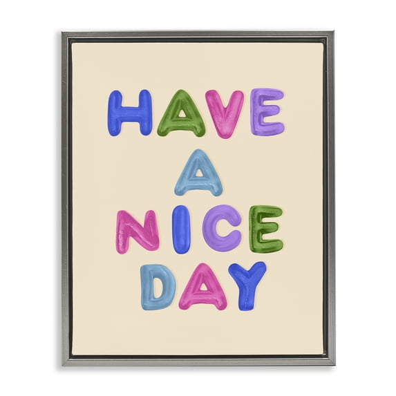Stupell Industries Scandinavian Have a Nice Day Gummies Gray Floating Frame Canvas Art, 25 x 31, by LISH Creative
