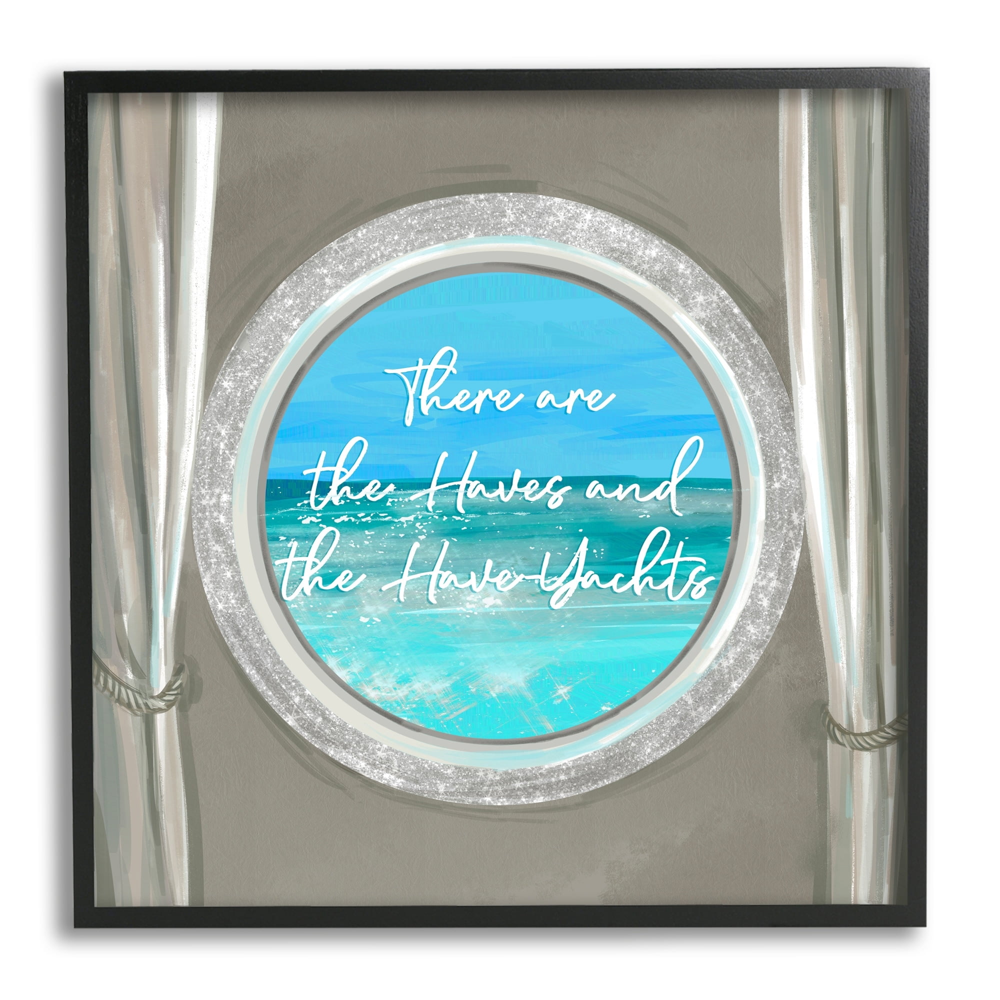 Stupell Industries Haves & Have Yachts Bling Boat Porthole View Graphic Art Black Framed Art Print Wall Art, Design by Ziwei Li