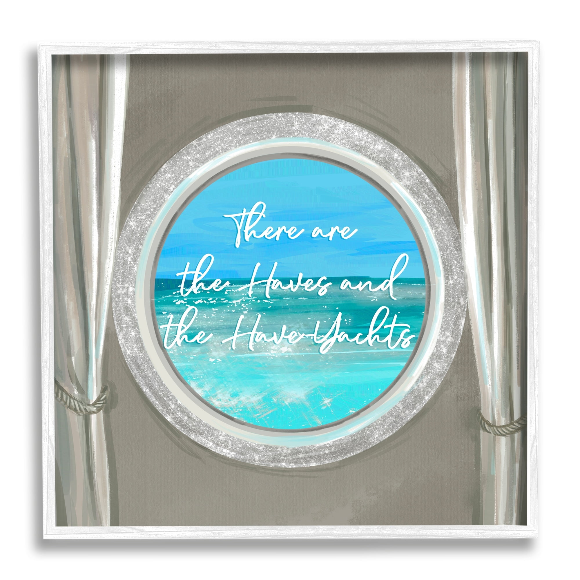 Stupell Industries Haves & Have Yachts Bling Boat Porthole View Graphic Art White Framed Art Print Wall Art, Design by Ziwei Li