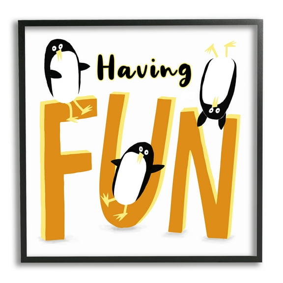 Stupell Industries Having Fun Penguins Animals & Insects Painting Black Framed Art Print Wall Art, 12 x 12