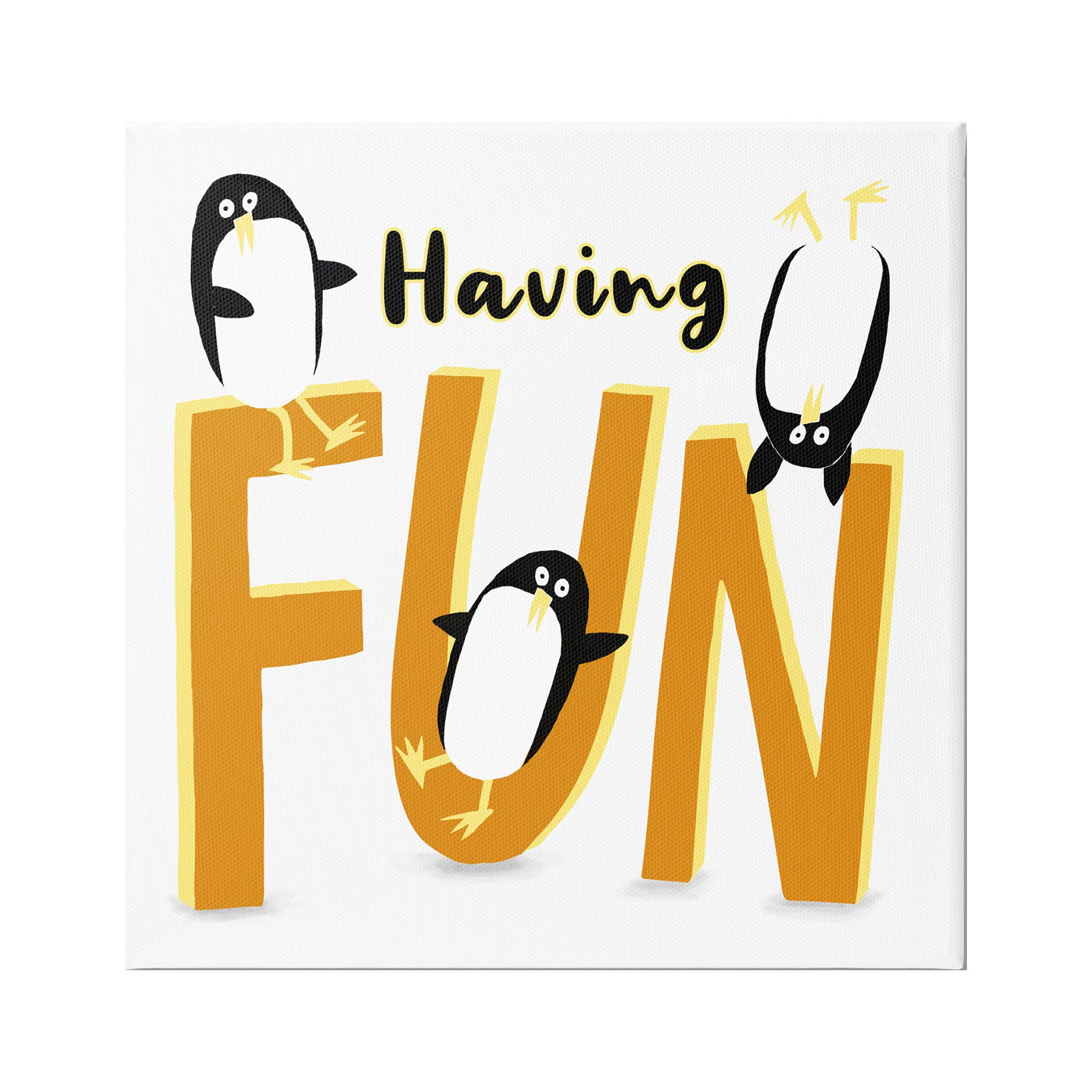 Stupell Industries Having Fun Penguins Animals & Insects Painting Gallery Wrapped Canvas Print Wall Art, 17 x 17