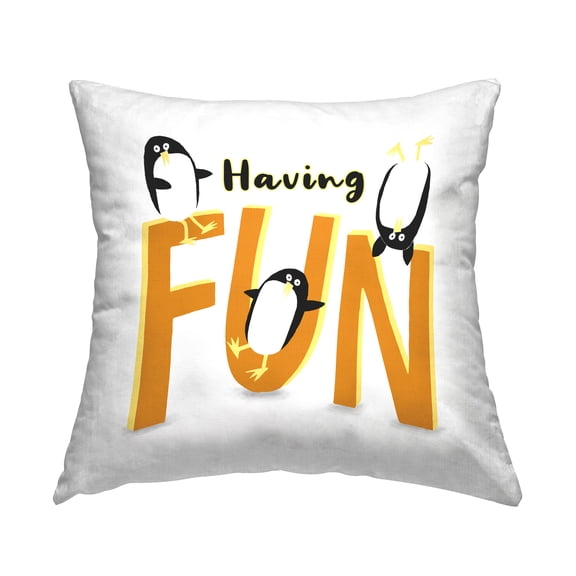 Stupell Industries Having Fun Penguins Square Decorative Printed Throw Pillow, 18 x 18