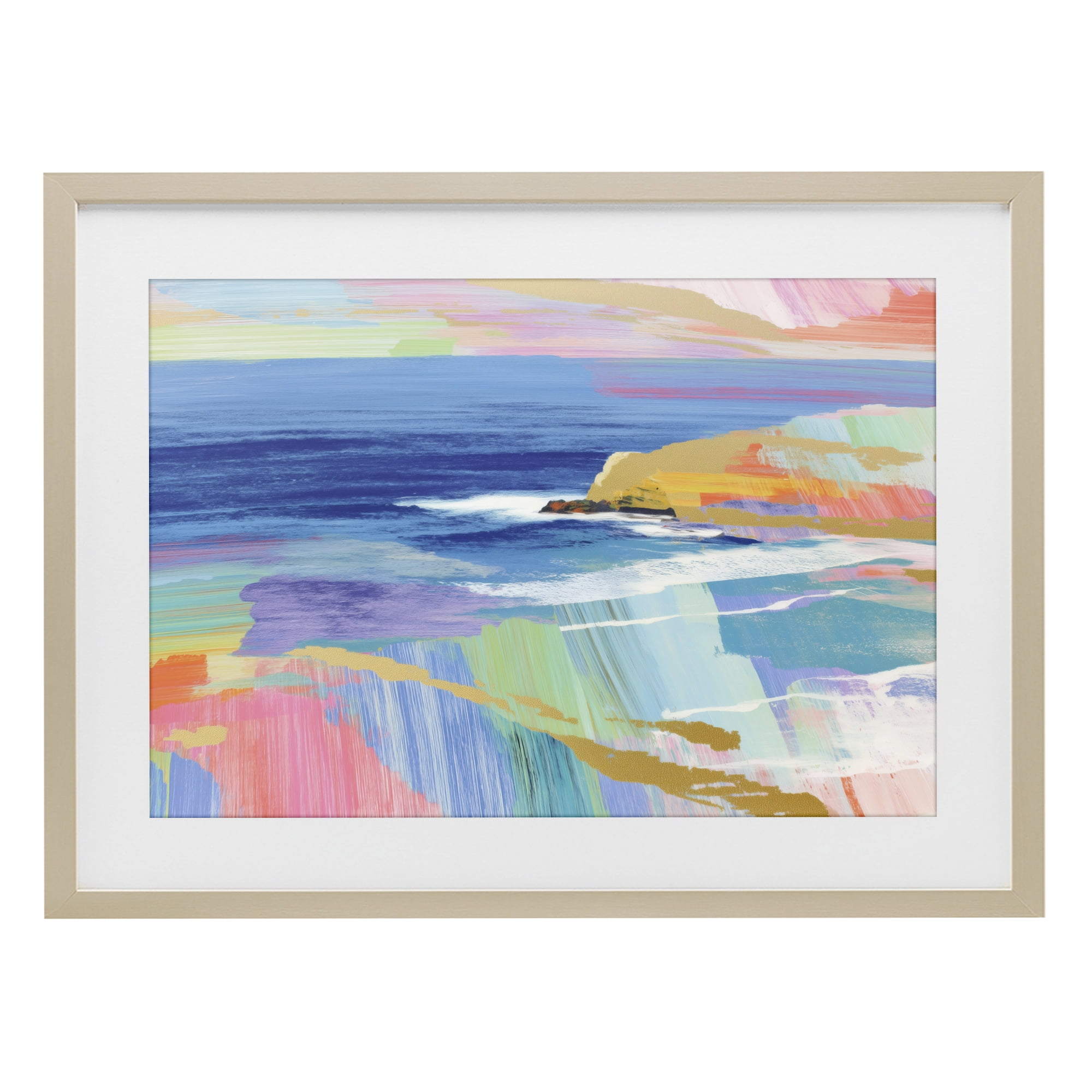 Stupell Industries Hawaii Coastline Abstraction Birch Framed Print Under Glass, design by Chromatic Storm Studio