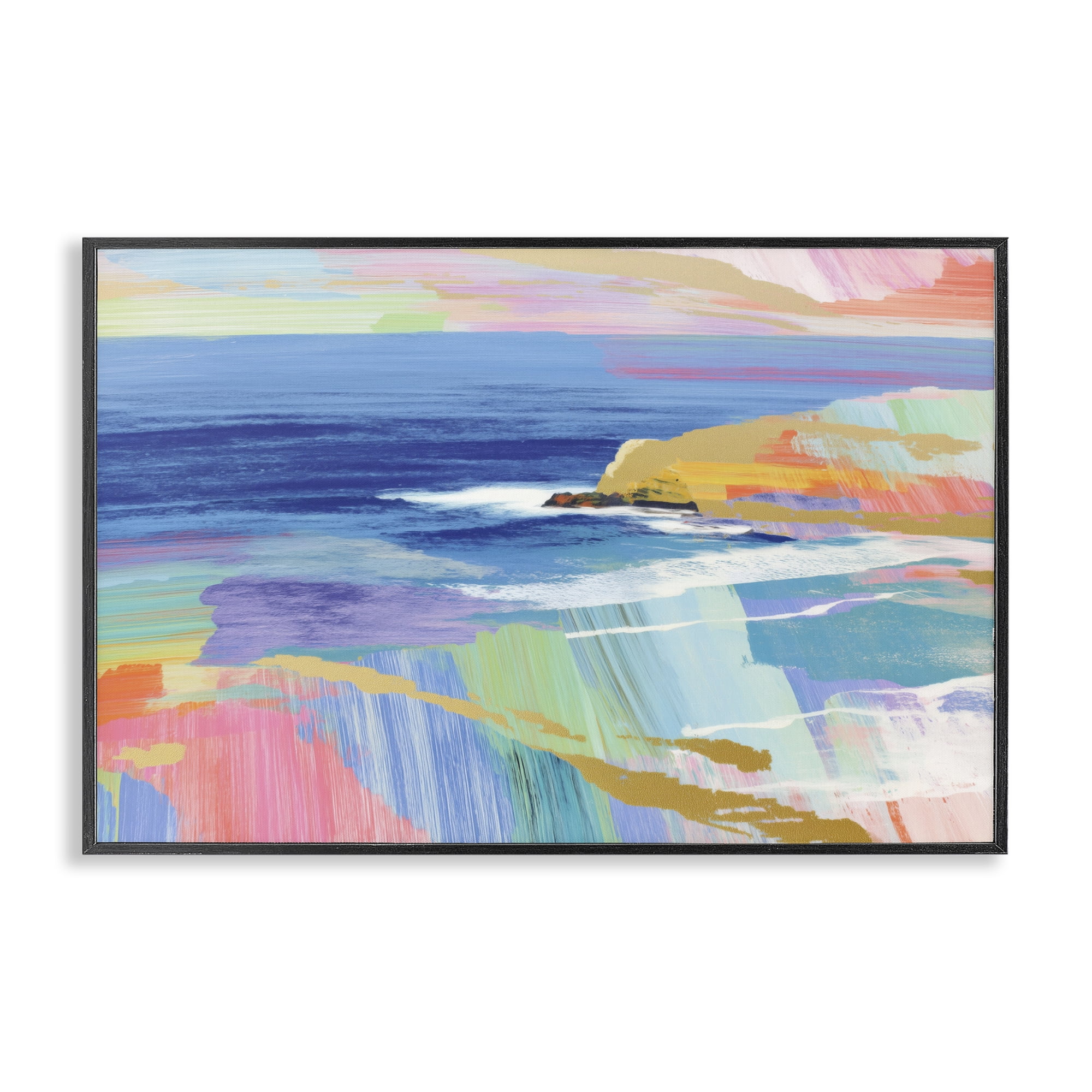 Stupell Industries Hawaii Coastline Abstraction Black Framed Giclee Art, design by Chromatic Storm Studio