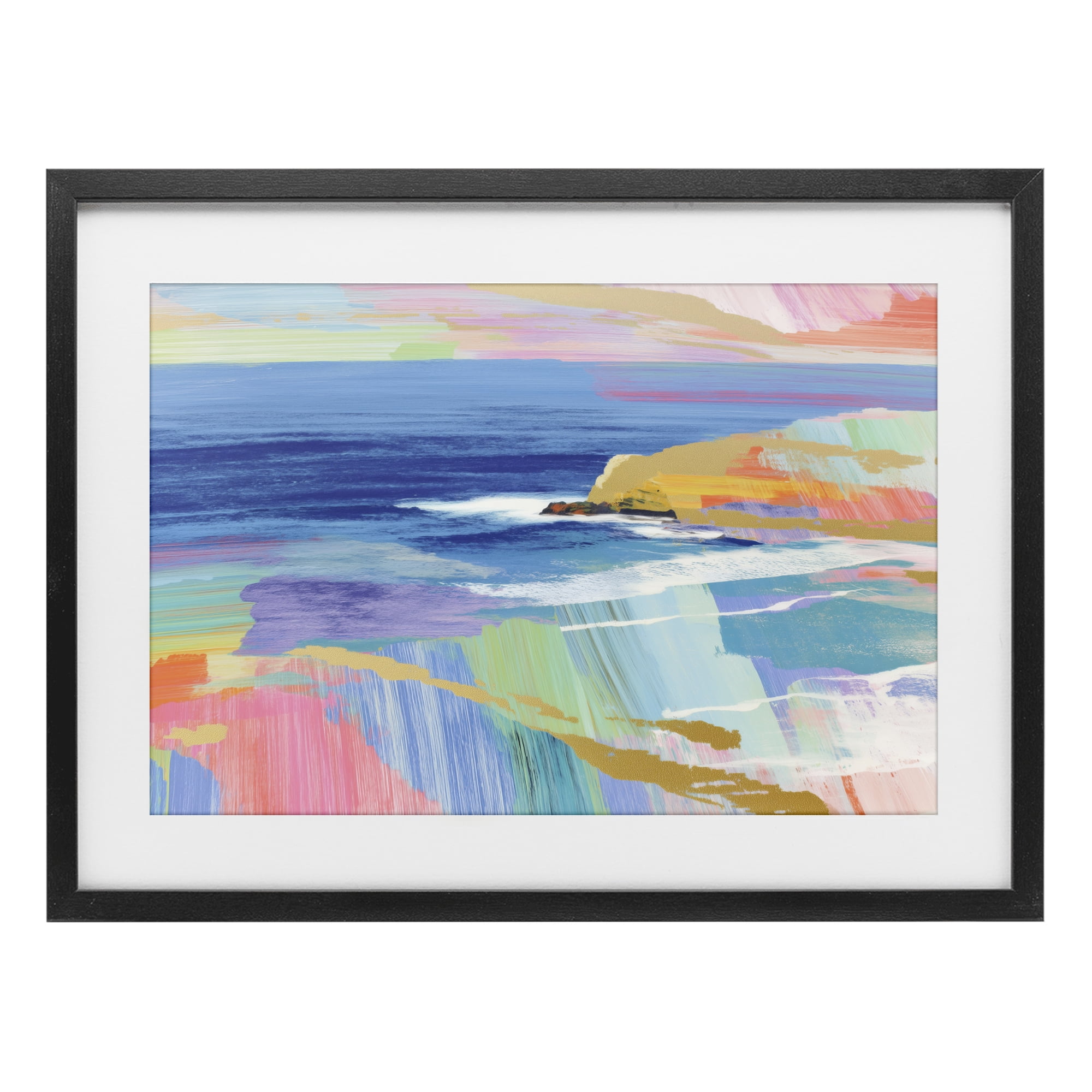 Stupell Industries Hawaii Coastline Abstraction Black Framed Print Under Glass, design by Chromatic Storm Studio
