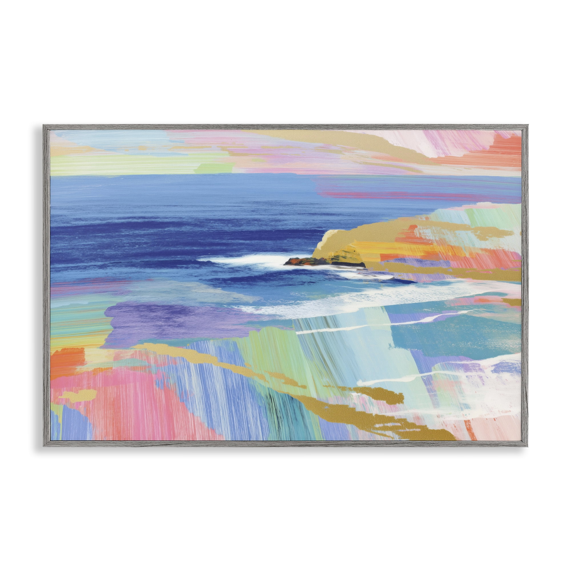 Stupell Industries Hawaii Coastline Abstraction Gray Framed Giclee Art, design by Chromatic Storm Studio