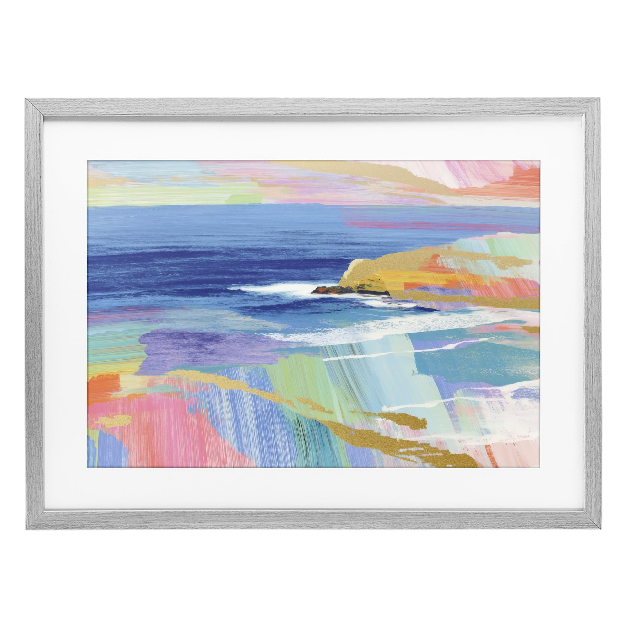 Stupell Industries Hawaii Coastline Abstraction Gray Framed Print Under Glass, design by Chromatic Storm Studio