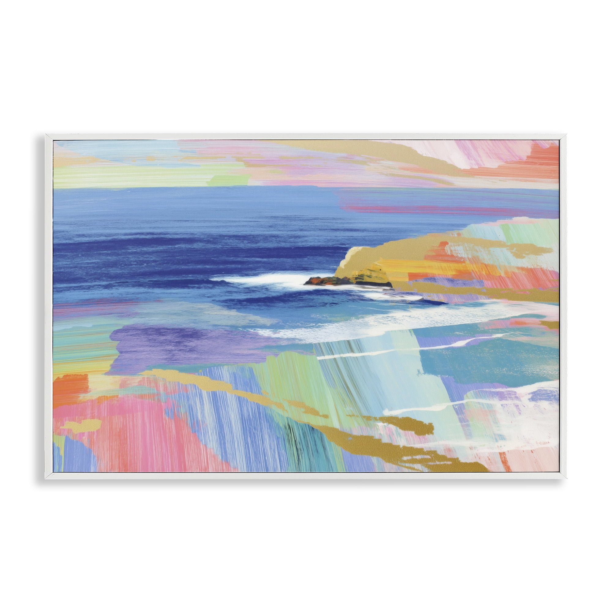 Stupell Industries Hawaii Coastline Abstraction White Framed Giclee Art, design by Chromatic Storm Studio