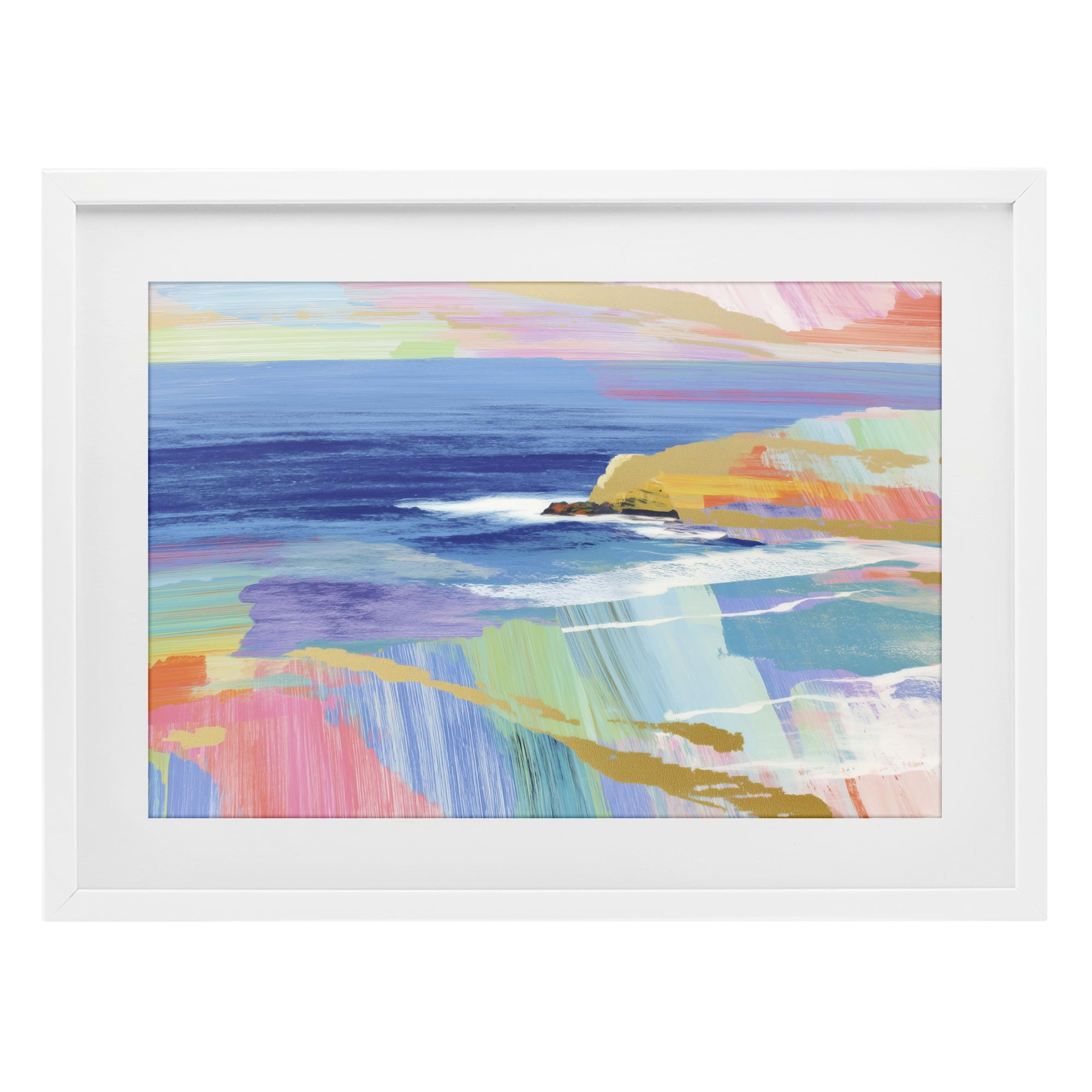 Stupell Industries Hawaii Coastline Abstraction White Framed Print Under Glass, design by Chromatic Storm Studio