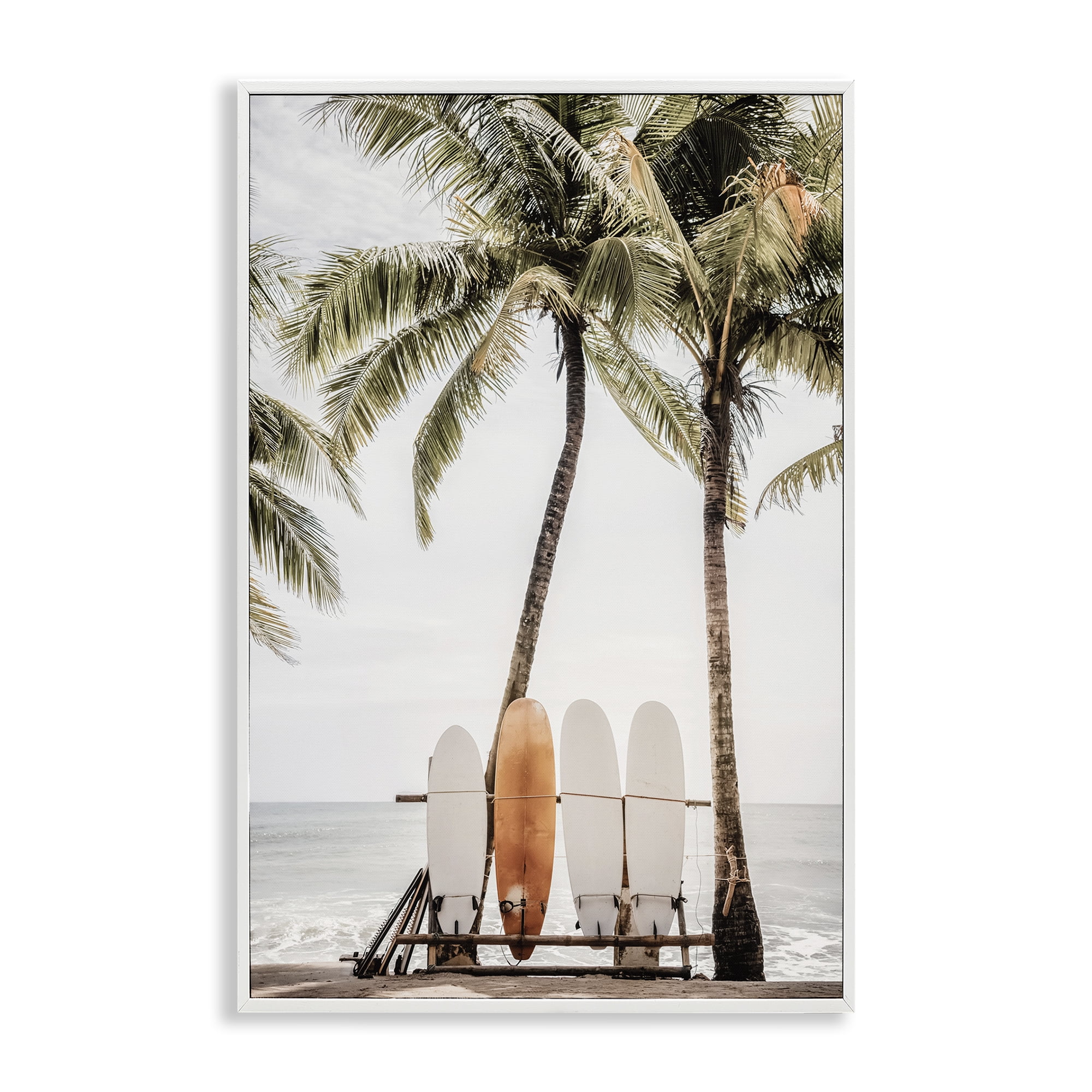Stupell Industries Hawaii Surfboards View Nautical & Beach Photography White Framed Art Print Wall Art, 20 x 30