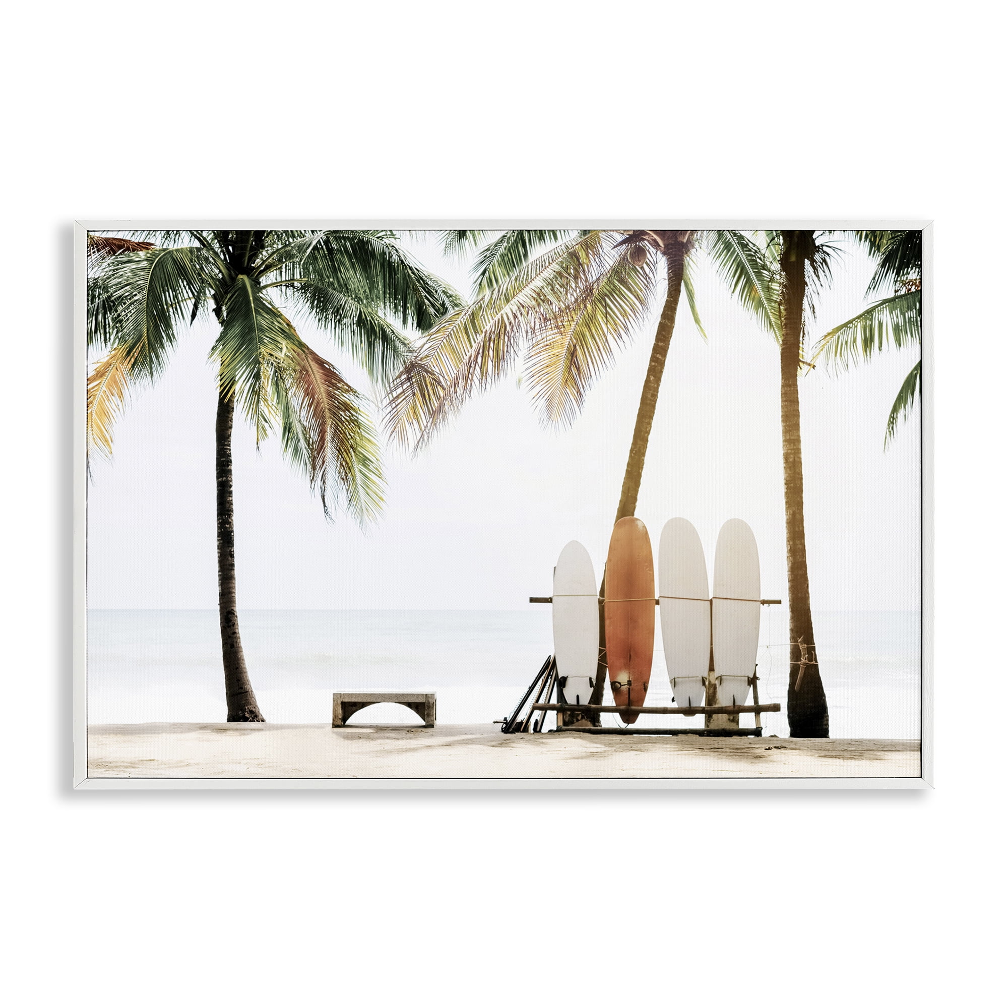 Stupell Industries Hawaii Surfing View Nautical & Beach Photography White Framed Art Print Wall Art, 30 x 20
