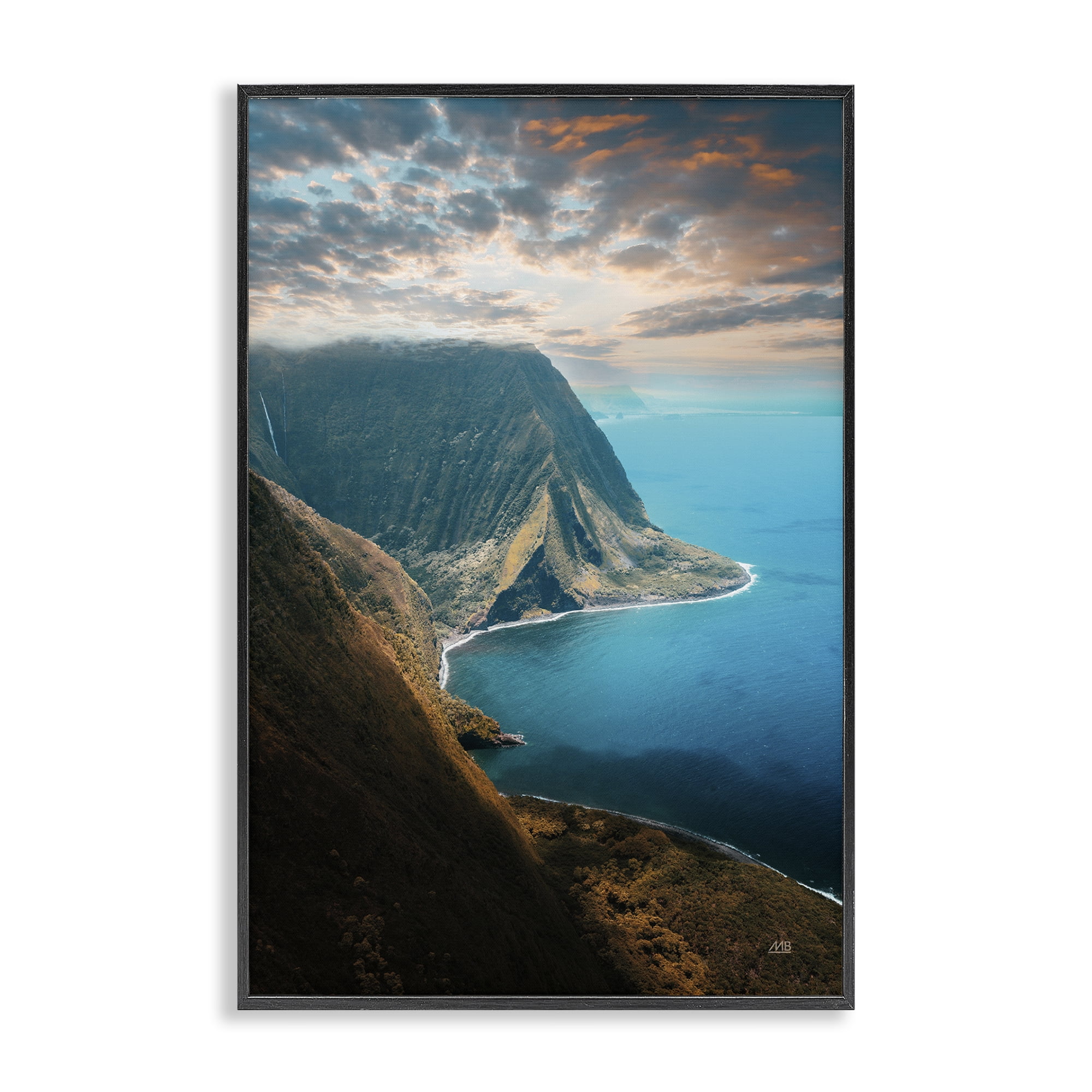 Stupell Industries Hawaiian Coast Cliffs Landscape & Nature Photography Black Framed Art Print Wall Art, 20 x 30