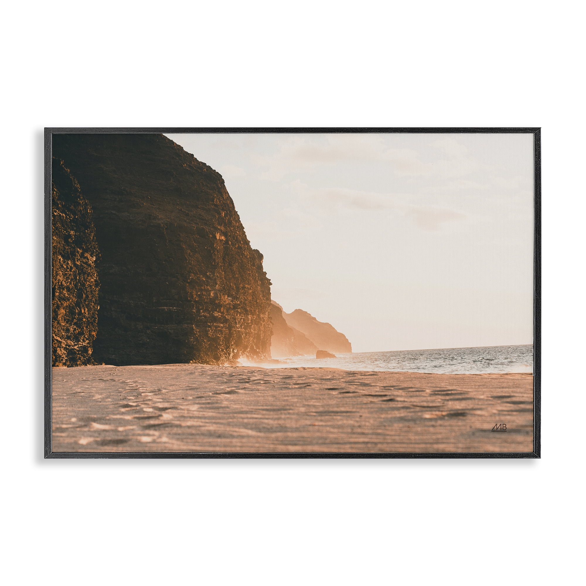Stupell Industries Hawaiian Glow Shoreline Landscape & Nature Photography Black Framed Art Print Wall Art, 18 x 12