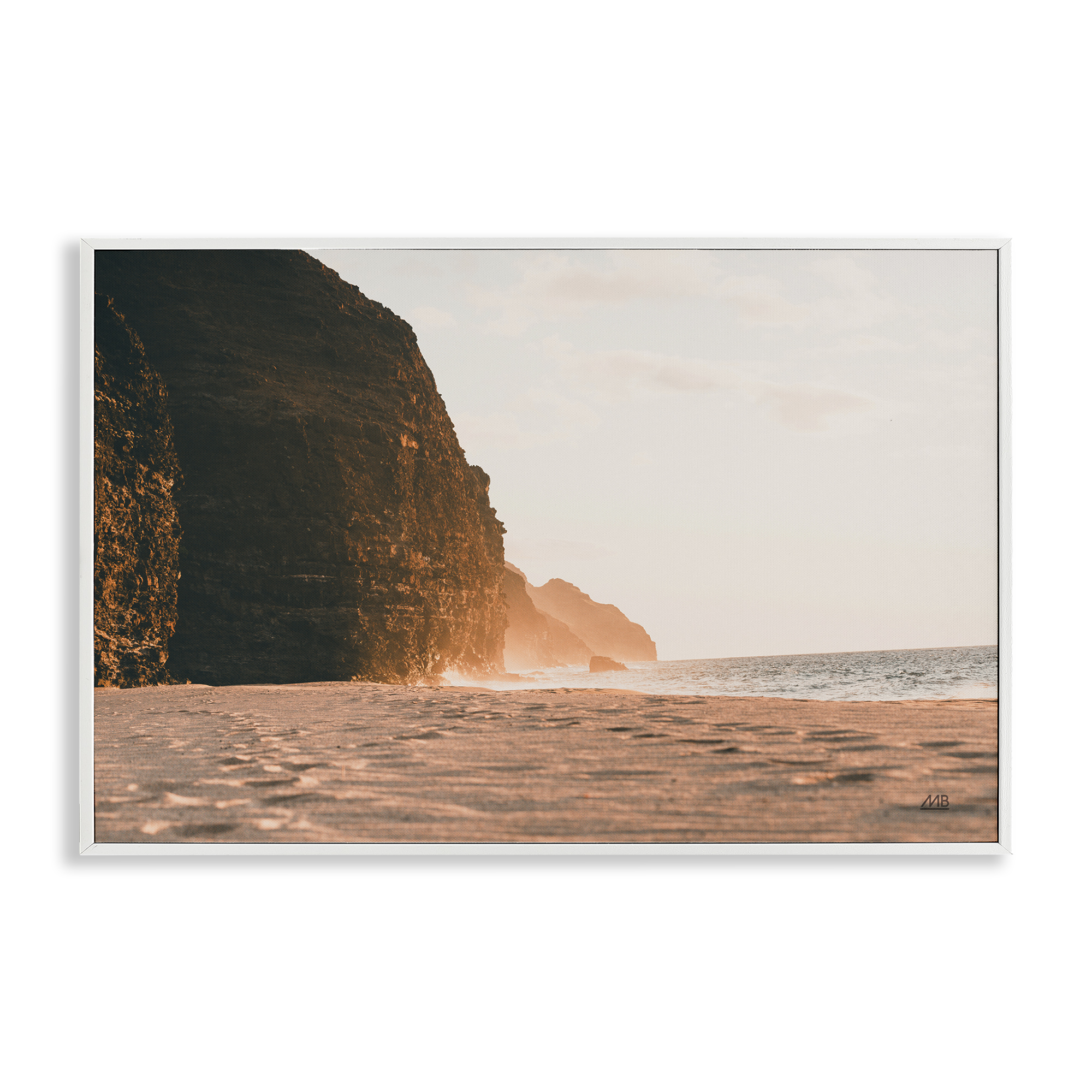 Stupell Industries Hawaiian Glow Shoreline Landscape & Nature Photography White Framed Art Print Wall Art, 24 x 16
