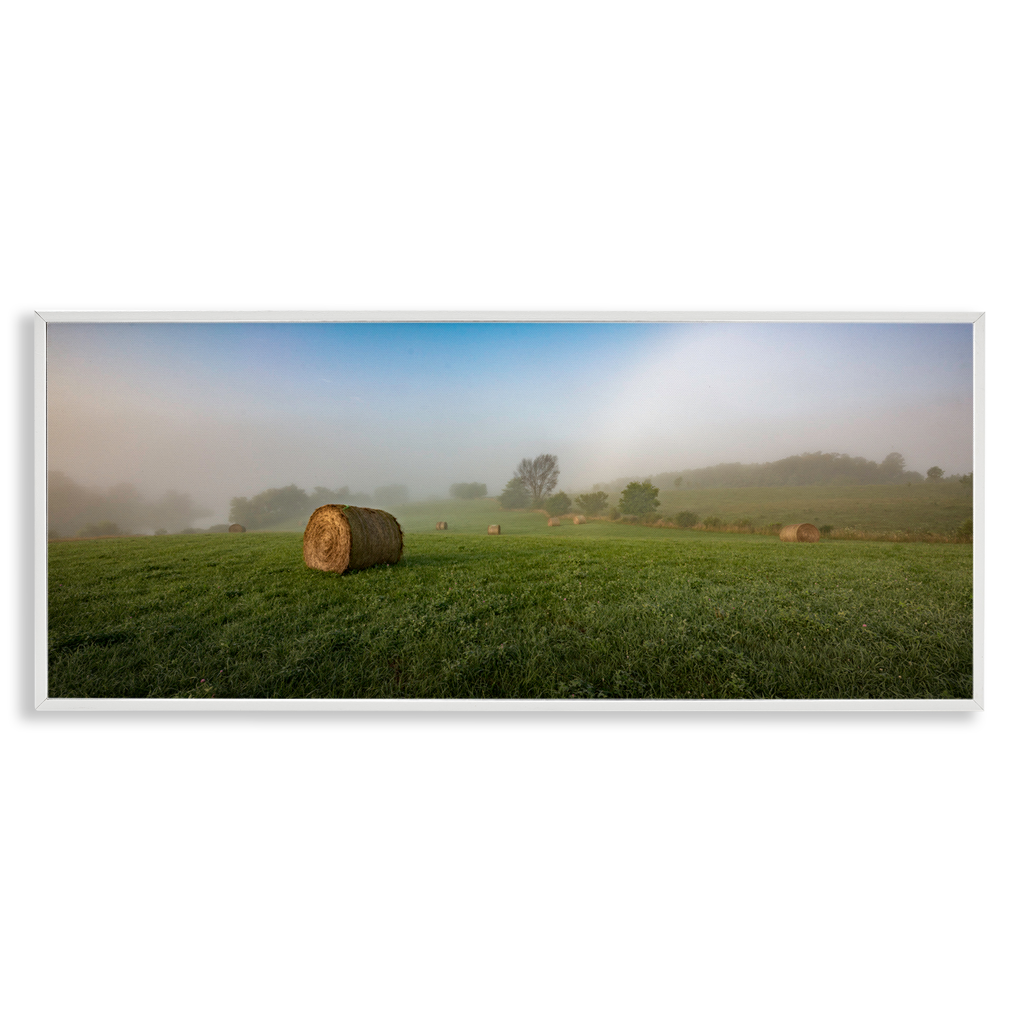 Stupell Industries Hay Bales Country Horizon Landscape & Nature Photography White Framed Art Print Wall Art, 30 x 13