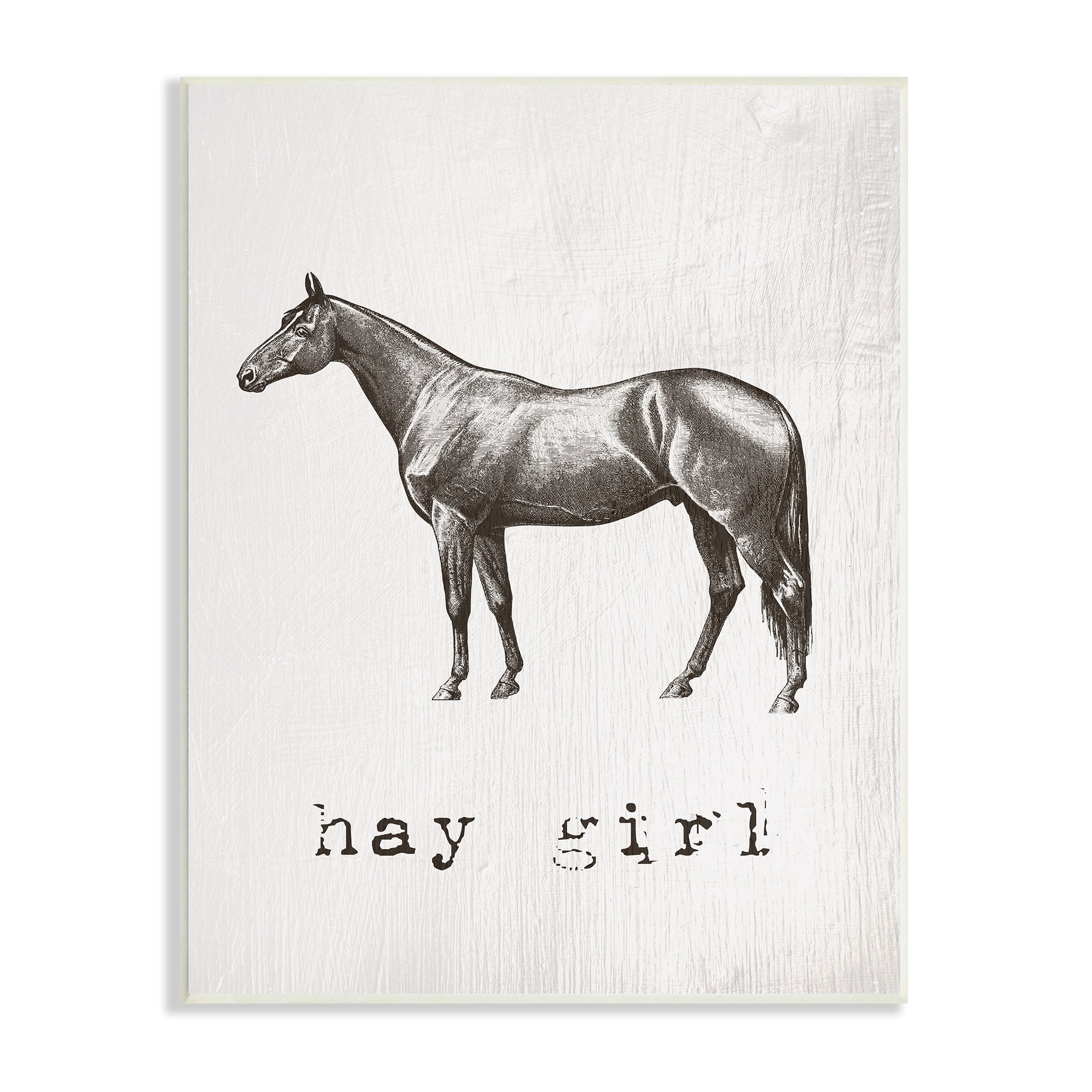 Stupell Industries Hay Girl Funny Horse Pun Vintage Equestrian Portrait, 10 x 15,Design by Daphne Polselli