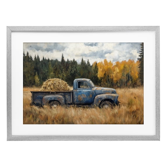 Stupell Industries Hay Ride Country Field Gray Framed Print Under Glass, design by Petal Prints Design