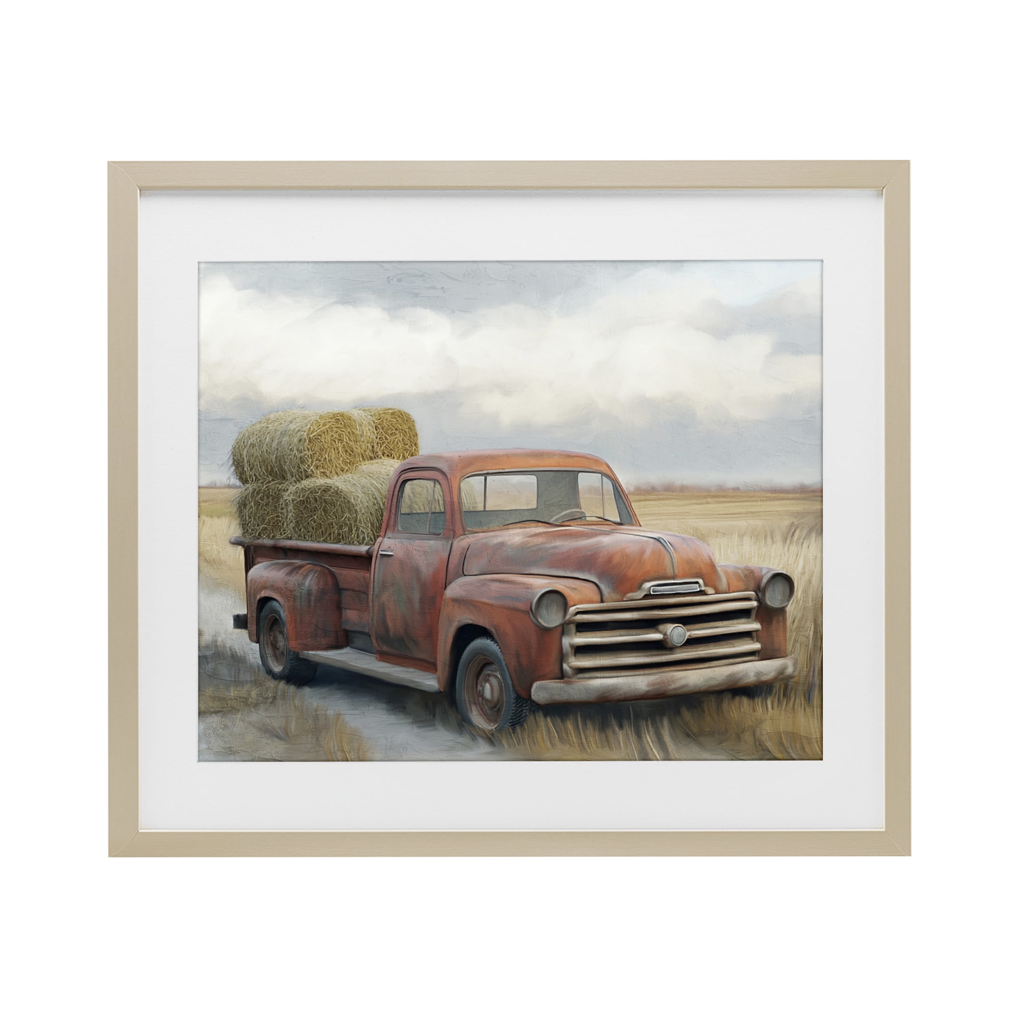 Stupell Industries Hay Time Farm Truck Load Birch Framed Print Under Glass, design by Kim Allen