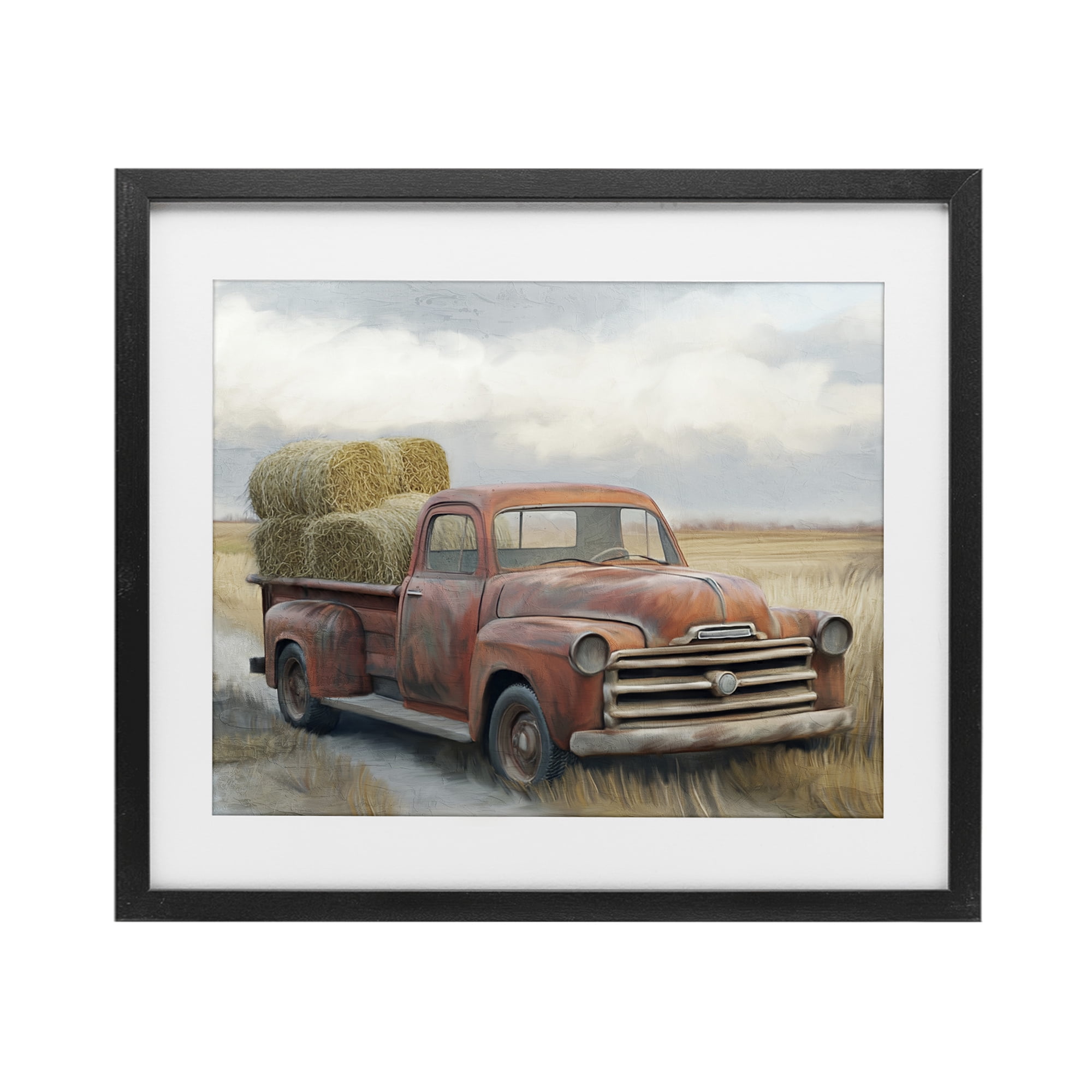 Stupell Industries Hay Time Farm Truck Load Black Framed Print Under Glass, design by Kim Allen