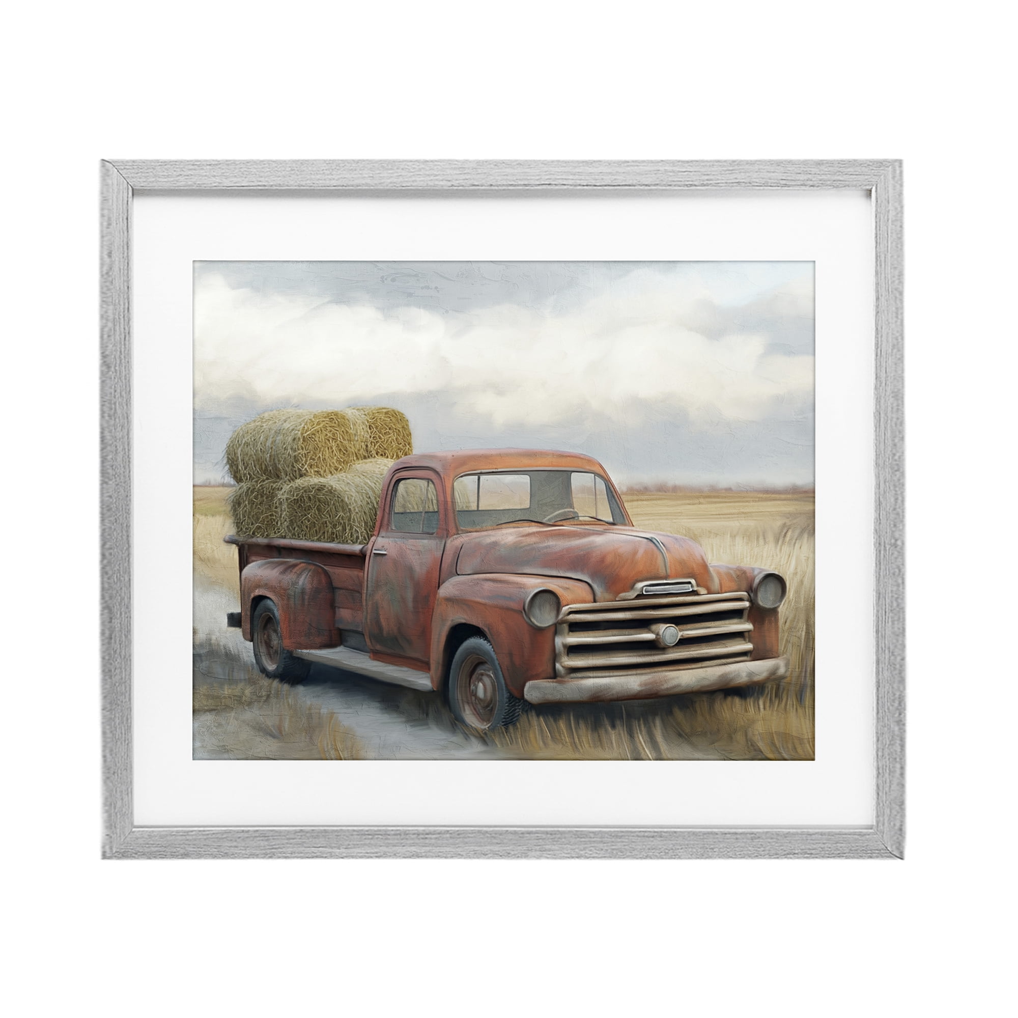Stupell Industries Hay Time Farm Truck Load Gray Framed Print Under Glass, design by Kim Allen