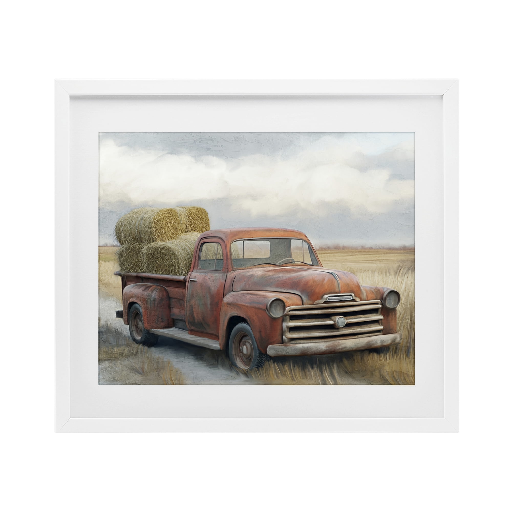 Stupell Industries Hay Time Farm Truck Load White Framed Print Under Glass, design by Kim Allen