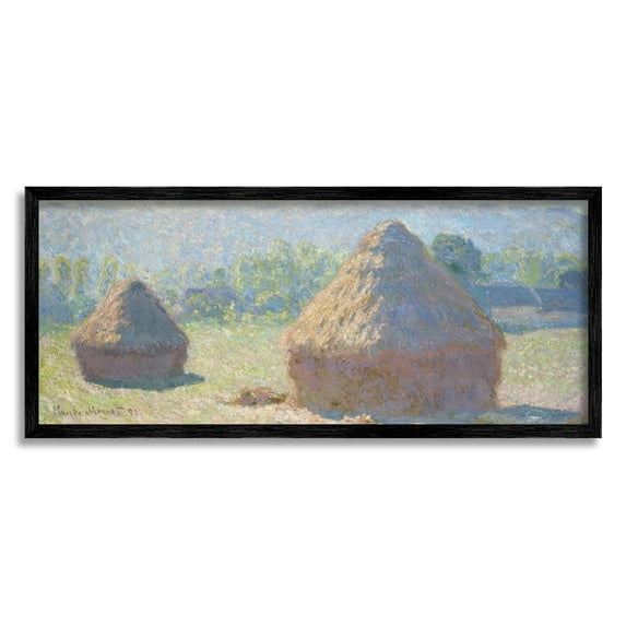 Stupell Industries Haystacks, End of Summer Classic Claude Monet Painting Painting Black Framed Art Print Wall Art, Design by one1000paintings