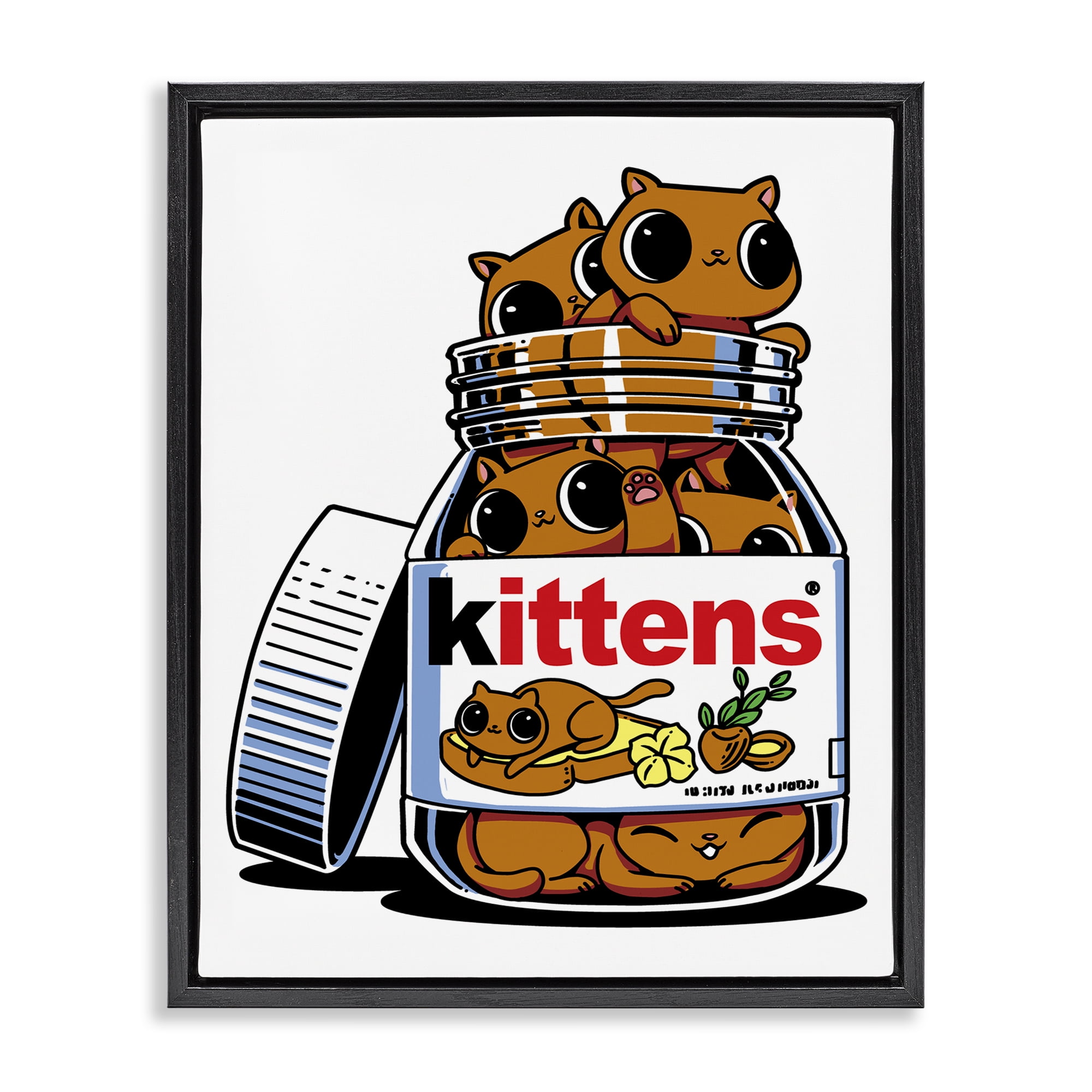 Stupell Industries Hazelnut Spread Cats Black Framed Floater Canvas Wall Art, design by Tobe Fonseca