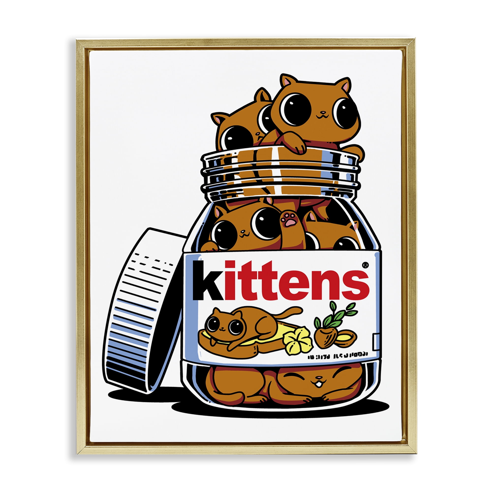 Stupell Industries Hazelnut Spread Cats Gold Framed Floater Canvas Wall Art, design by Tobe Fonseca