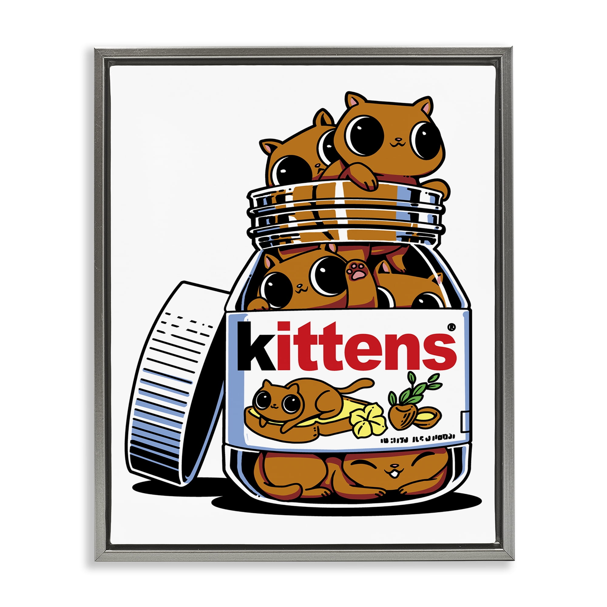 Stupell Industries Hazelnut Spread Cats Gray Framed Floater Canvas Wall Art, design by Tobe Fonseca