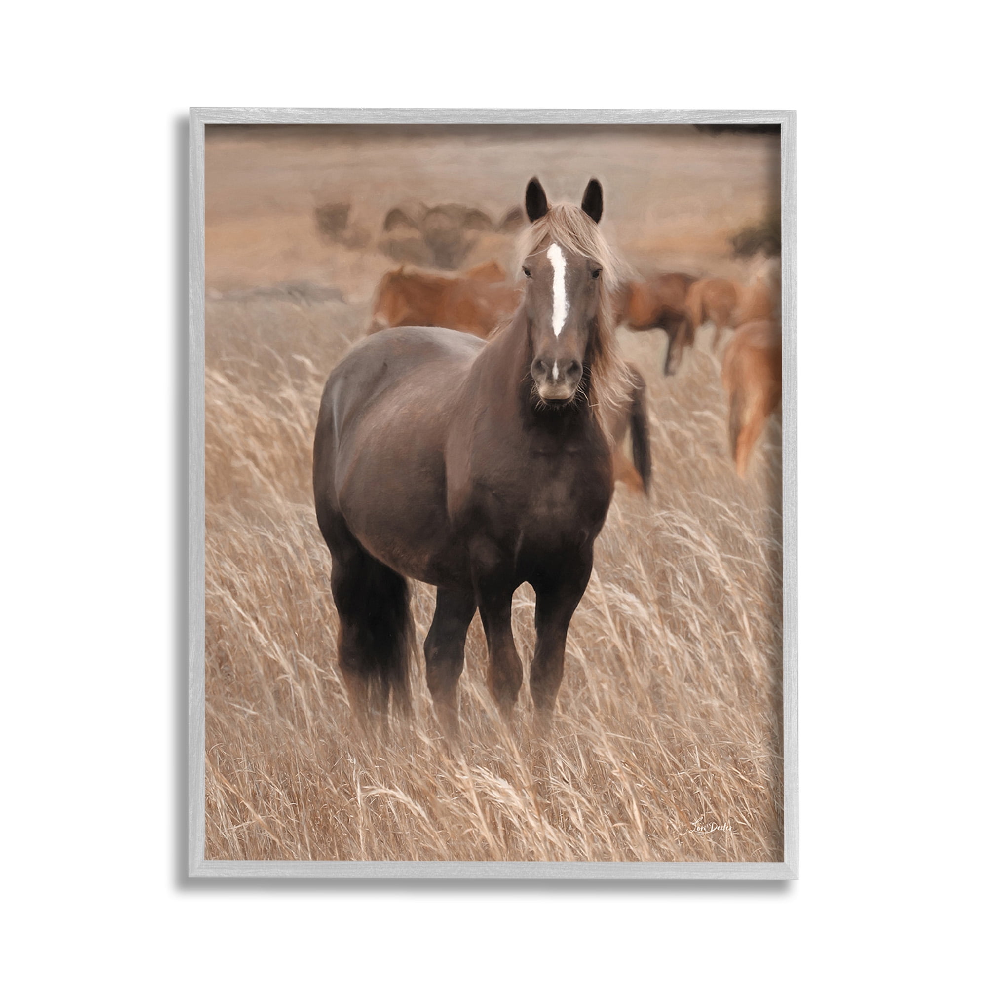 Stupell Industries Hazy Day Horse Animals & Insects Photography Gray Framed Art Print Wall Art, 11 x 14