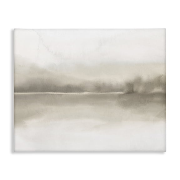 Hazy Lakeside Landscape Reflection Modern Abstract Design Canvas Art, 48 x 36