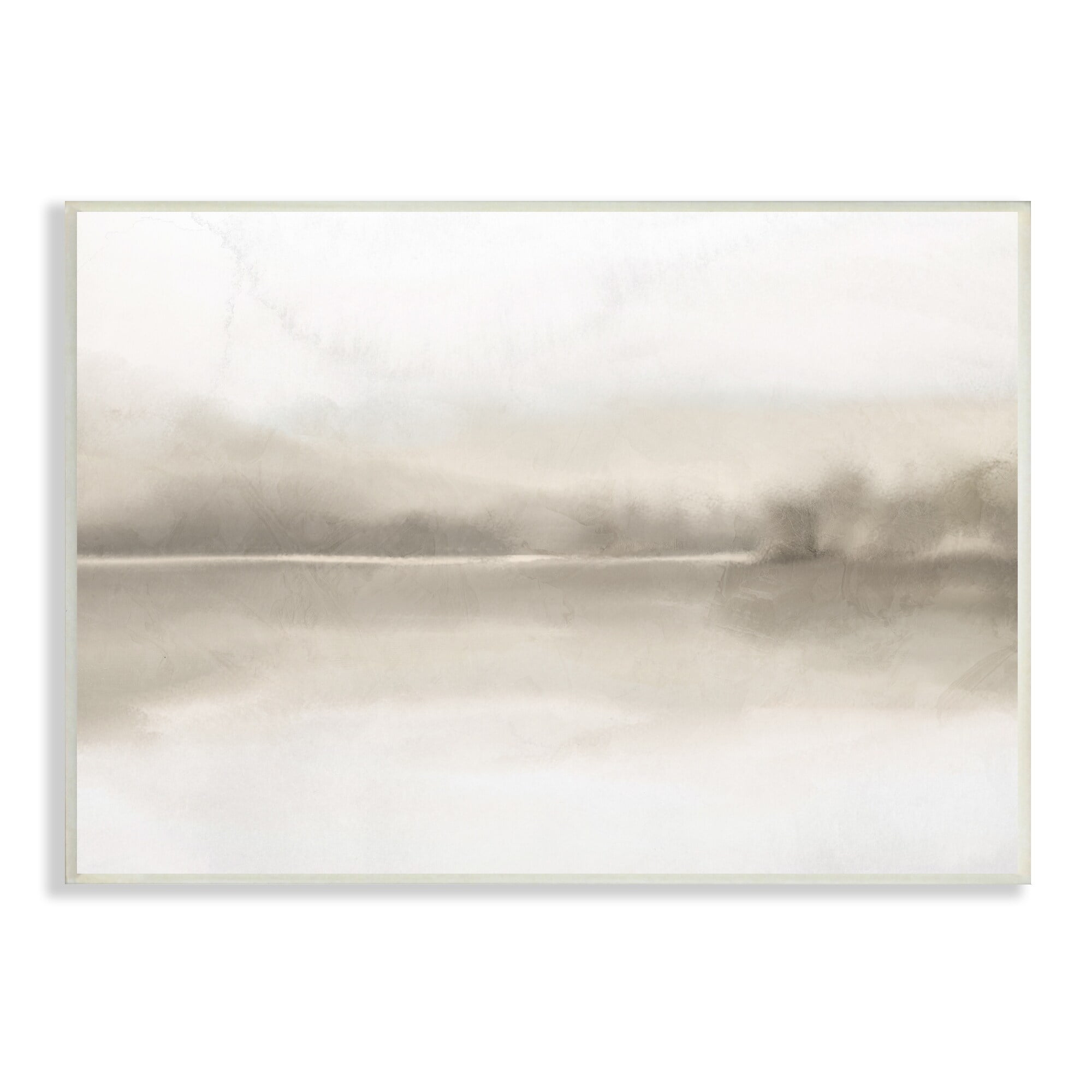 Hazy Lakeside Landscape Reflection Modern Abstract Design White Framed Giclee Art, 20 x 16