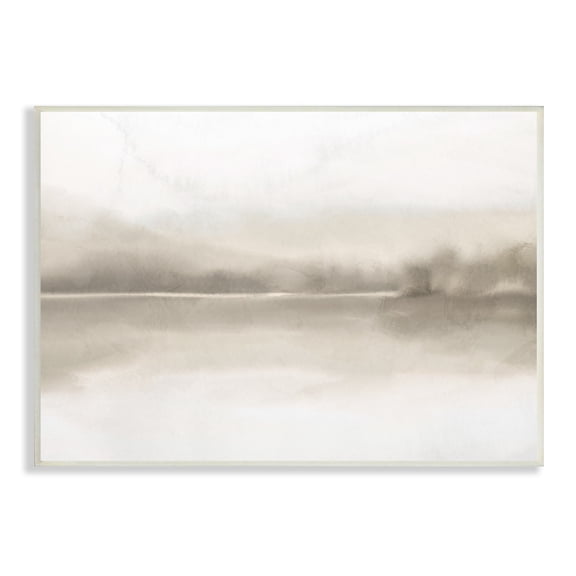 Hazy Lakeside Landscape Reflection Modern Abstract Design White Framed Giclee Art, 20 x 16