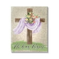 thumbnail image 1 of Stupell Industries He Has Risen Spring Floral Cross Brown Damask Pattern, 24 x 30, Design by ND Art, 1 of 5