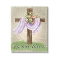thumbnail image 1 of Stupell Industries He Has Risen Spring Floral Cross Brown Damask Pattern, 30 x 40, Design by ND Art, 1 of 5
