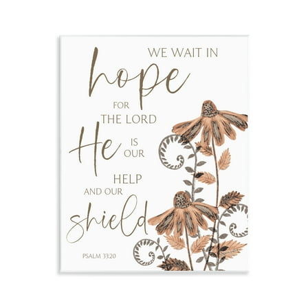 Stupell Industries He Is Our Help & Shield Floral Painting Unframed Art Print Wall Art, 11 x 14