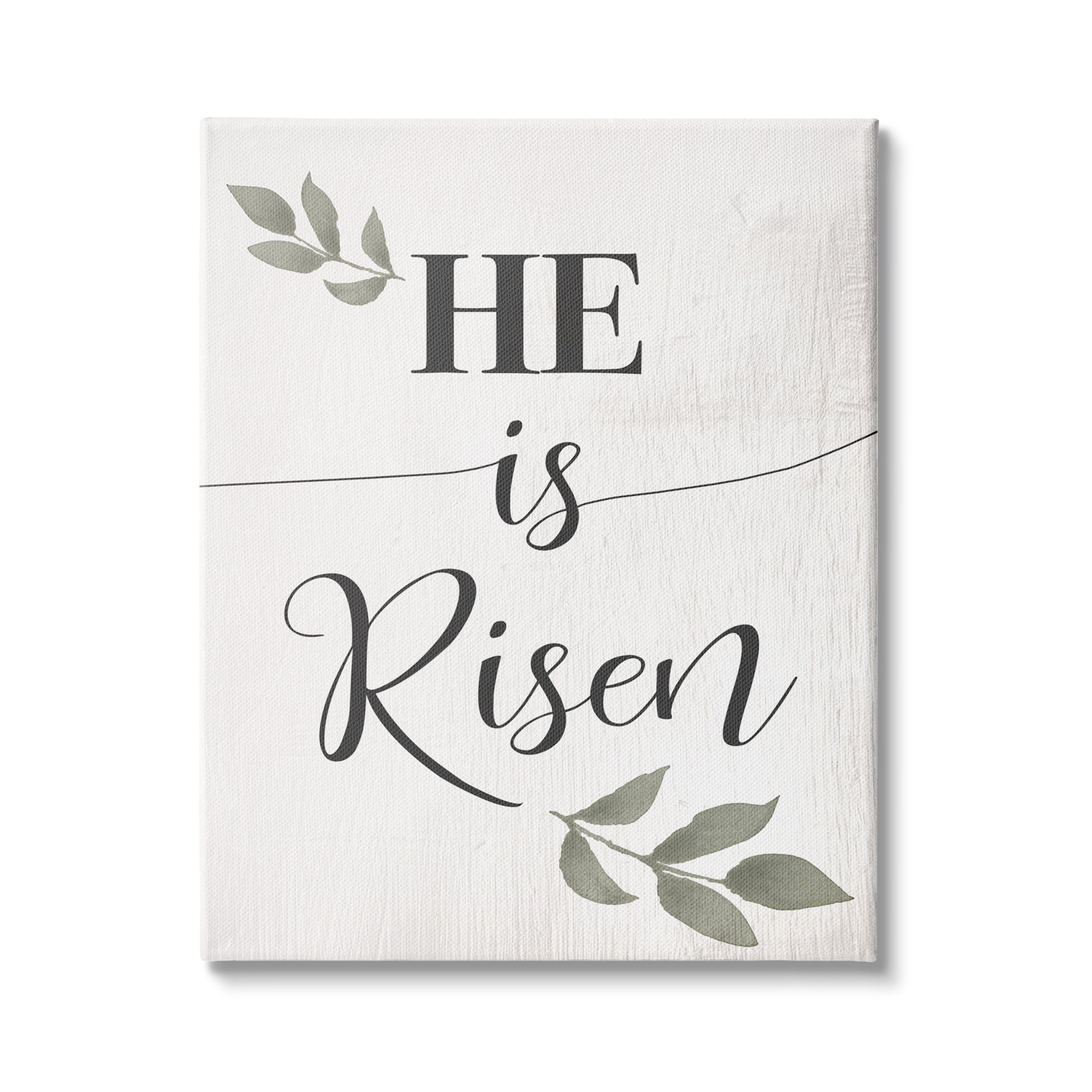 Stupell Industries He Is Risen Faith Phrase Green Country Leaves, 24 x 30, Design by Daphne Polselli